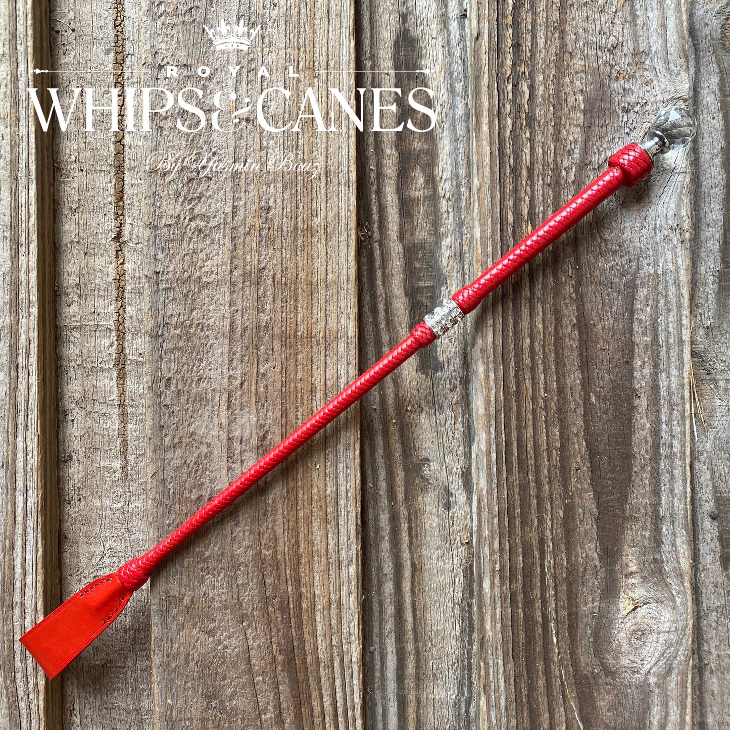 40cm Lead Rein / First Ridden Classic Crystal Cane - Red