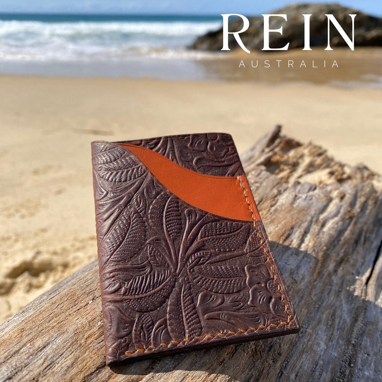 Bombie Leather Card Holder - Brown & Tan