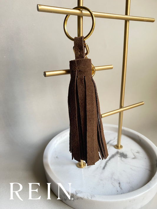 Tassel Keyring - Brown Suede