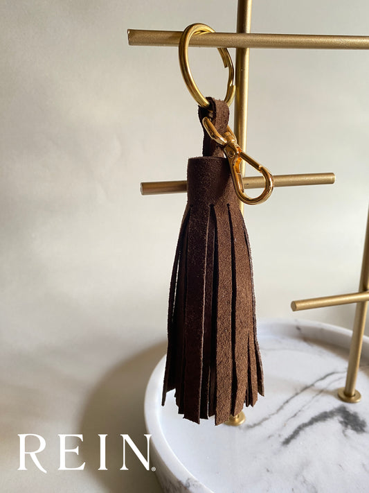 Tassel Keyring - Brown Suede