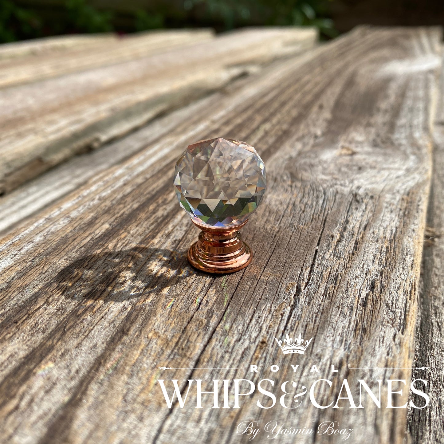 Rose Gold Clear Crystal Ball Topper